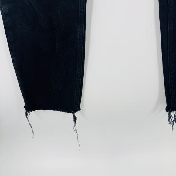 RE/DONE Black High Rise Jeans Size 29 Straight Leg Raw Hem Designer Denim - Picture 8 of 9